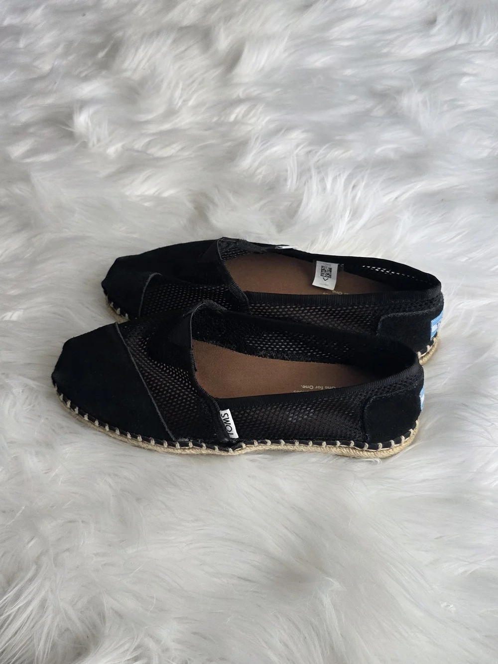 TOMS Black Mesh Espadrille Slip-Ons